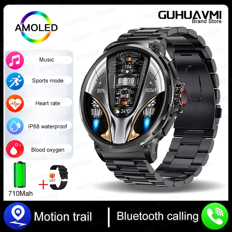 New 1.85-inch ultra AMOLED smartwatch, GPS track, HD Bluetooth call; 710 mah large battery 400+ dial, suitable for Huawei Xiaomi - Maliame Store