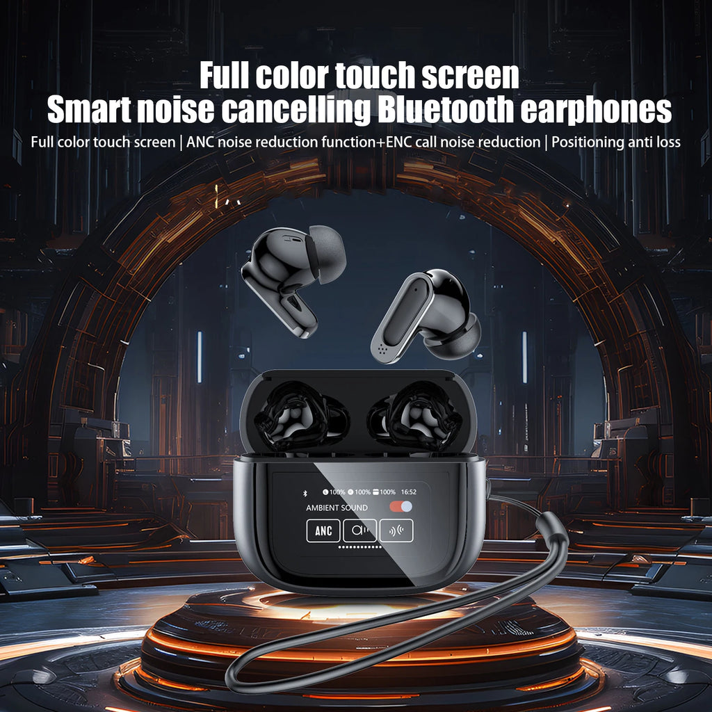 Écouteurs sans fil TWS à suppression de bruit ANC BOSECXT Ultra V11 Smart Touch multi-fonctions grand écran, écouteurs à basses profondes ENC Nouveauté