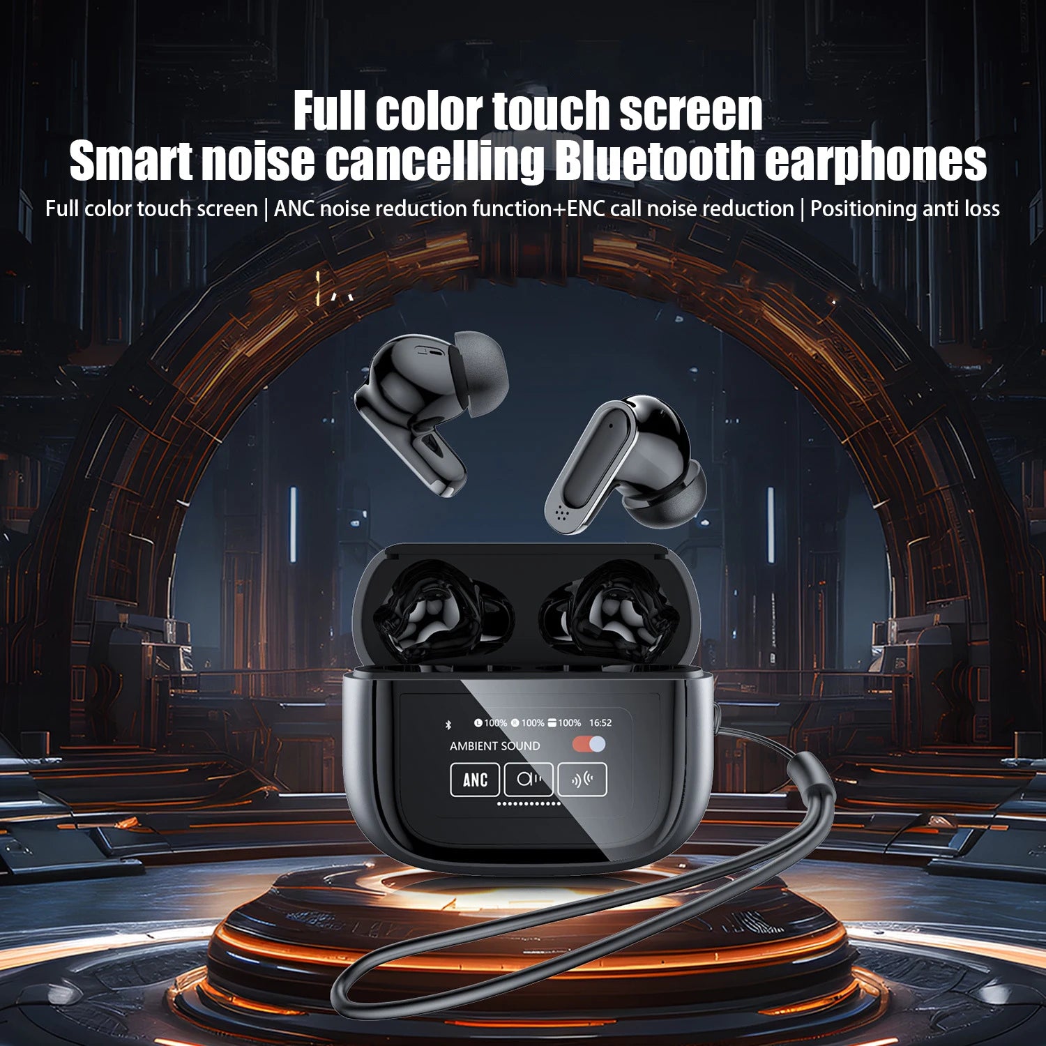 Écouteurs sans fil TWS à suppression de bruit ANC BOSECXT Ultra V11 Smart Touch multi-fonctions grand écran, écouteurs à basses profondes ENC Nouveauté