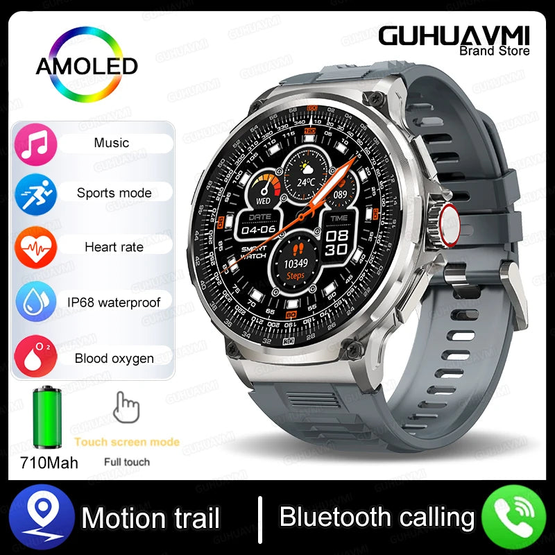 New 1.85-inch ultra AMOLED smartwatch, GPS track, HD Bluetooth call; 710 mah large battery 400+ dial, suitable for Huawei Xiaomi - Maliame Store