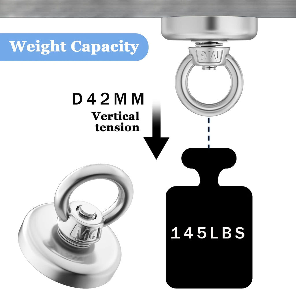 Super Strong Neodymium Fishing Magnets Heavy Duty imanes Magnet with Countersunk Hole Eyebolt for Salvage Magnetic Fishing - Maliame Store