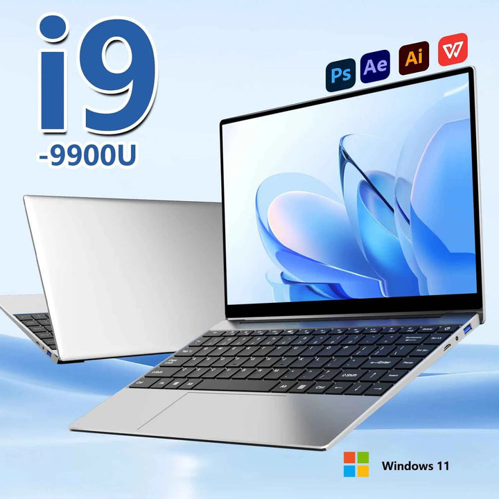 Ordinateur portable fin 14,1 pouces (2025) - Windows 11 - Intel Core i9-9900U - 32 Go de RAM DDR4 - SSD de 2 To - PC de jeu - Wi-Fi 6 - Bureau/études