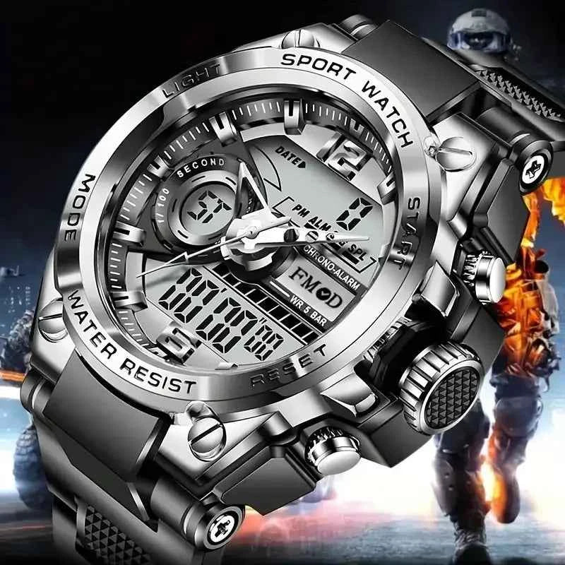 Digital Men Steel Military Wristwatch LED Quartz Clock Sport Watch for Men - Maliame Store