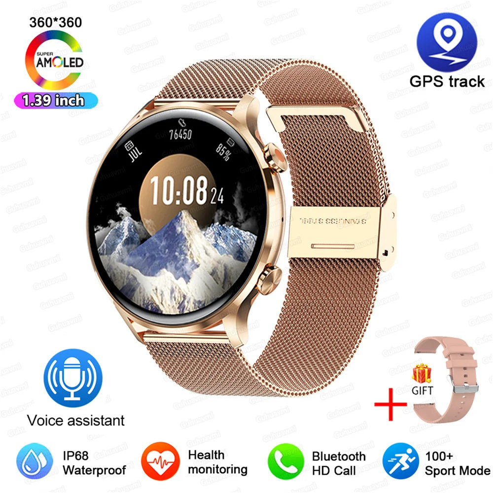 2025 New Smartwatch Women AMOLED HD Screen Always On Display Bluetooth Call IP68 Waterproof GPS Smart Men Watch For Android ios - Maliame Store