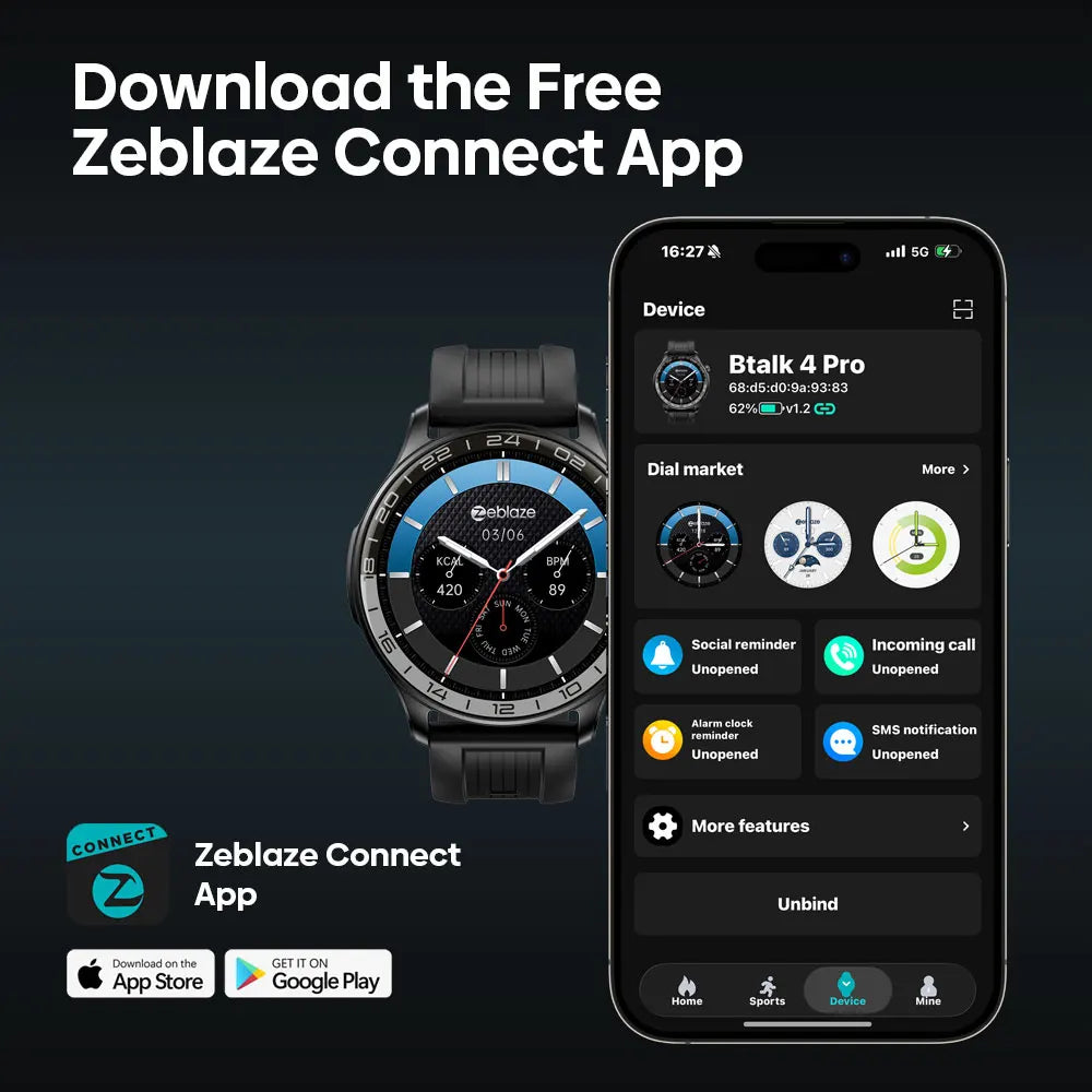Zeblaze Btalk 4 Pro — Smartwatch Appels Bluetooth | Écran AMOLED 1.43" | Santé & Sport | Pour Hommes