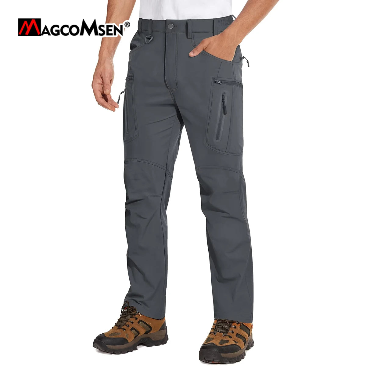 MAGCOMSEN Lightweight Hiking Pant Men Summer Cargo Pants Quick-Dry Nylon Waterproof Outdoor Fishing Casual Trouser