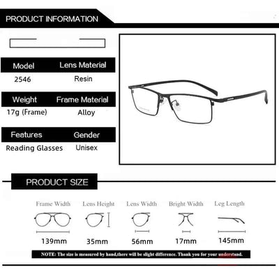 Lunettes de lecture anti-lumière bleue en titane