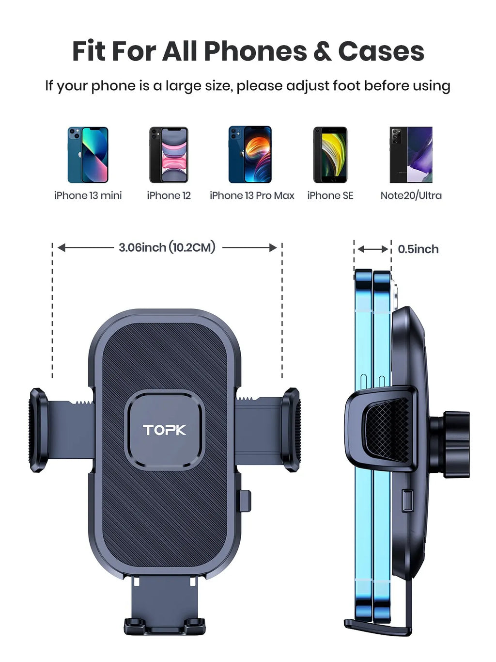 TOPK Car Phone Holder Gravity Stand for iPhone Xiaomi Samsung Car Mobile Support for Dashboard Windshield Air Vent Phone Mount - Maliame Store