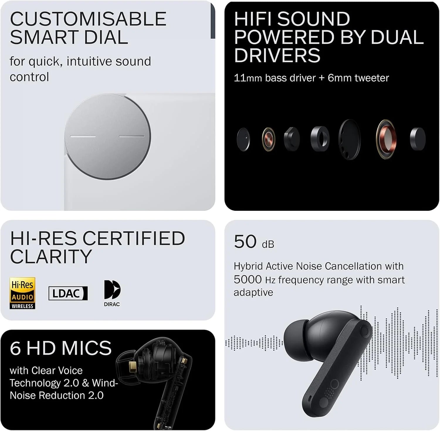 CMF by Nothing Buds Pro 2 — Écouteurs TWS | ANC Hybride 50dB | HiFi | Molette Smart | IP55 | Bluetooth 5.3