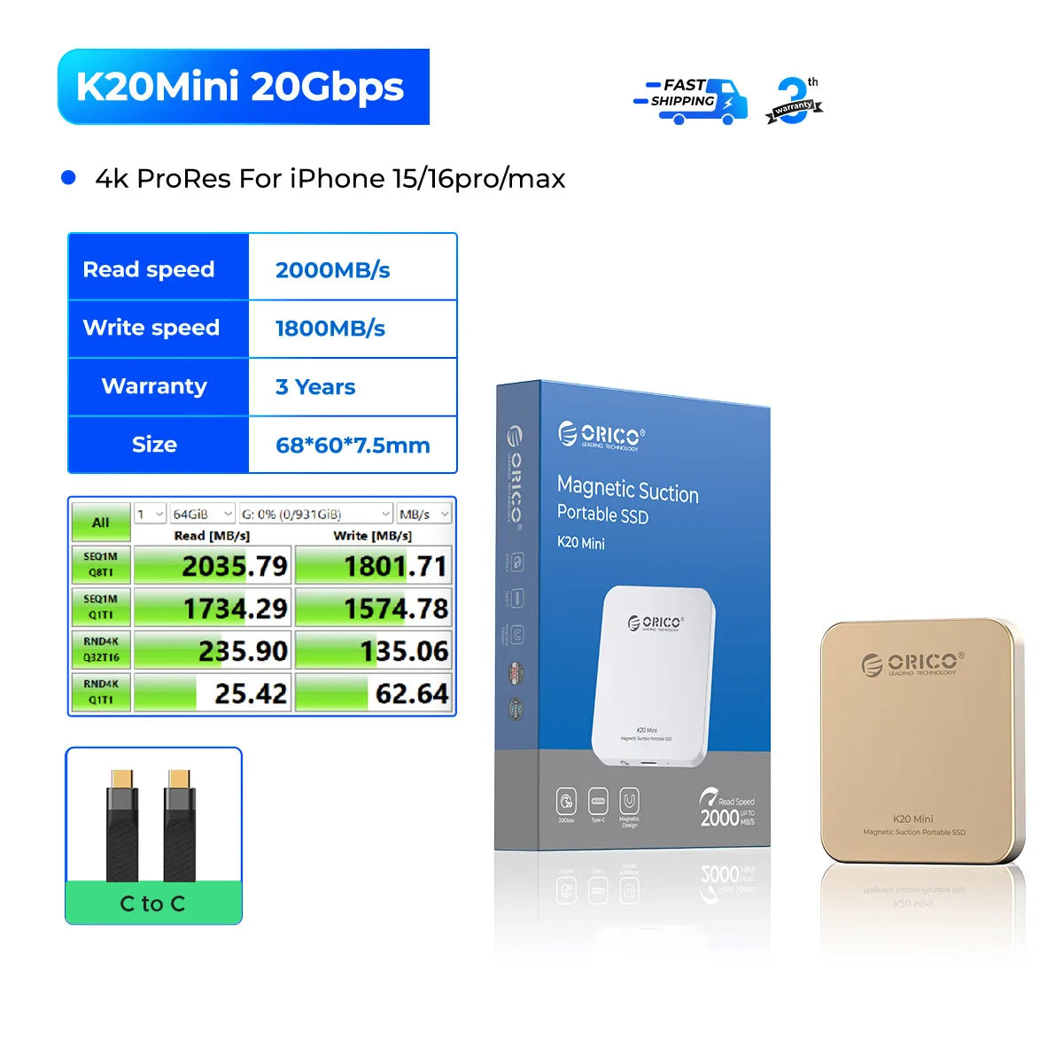 ORICO K20Mini Magnetic External SSD