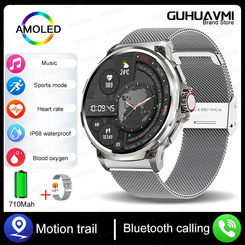 New 1.85-inch ultra AMOLED smartwatch, GPS track, HD Bluetooth call; 710 mah large battery 400+ dial, suitable for Huawei Xiaomi - Maliame Store