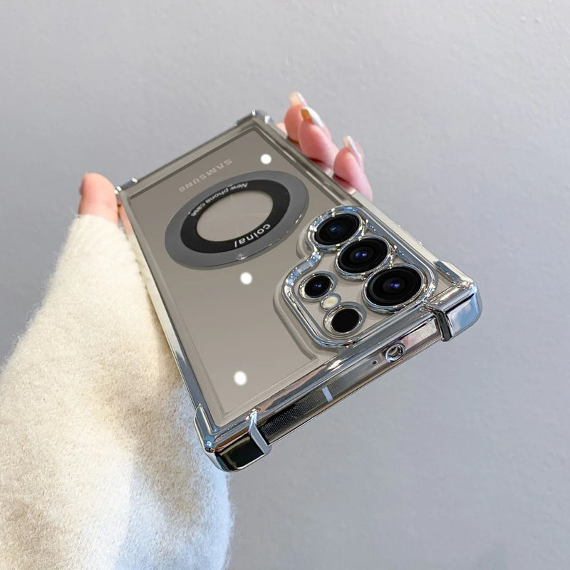 Fundas transparentes con revestimiento Magsafe para Samsung Galaxy S26, S25, S24, S23 Ultra, S22 Plus, S21 FE, A36, A35, A34, A55, A54 y A53.