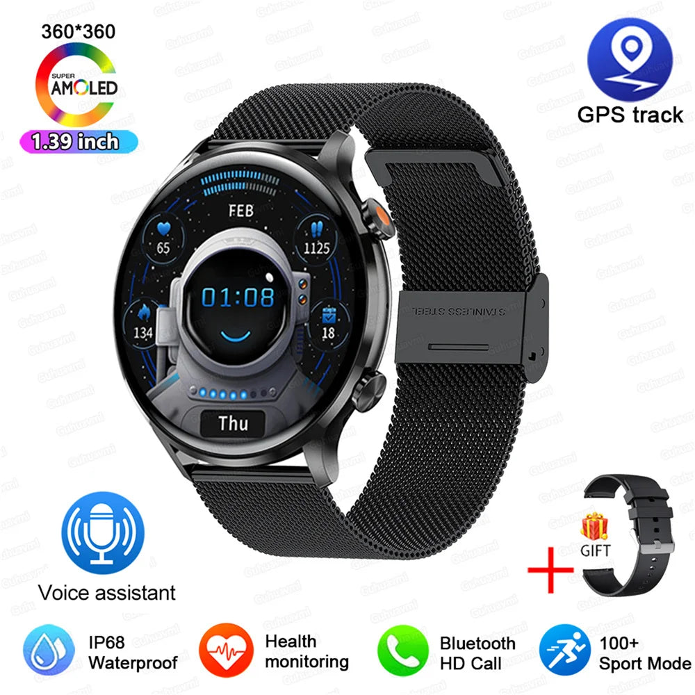 2025 New Smartwatch Women AMOLED HD Screen Always On Display Bluetooth Call IP68 Waterproof GPS Smart Men Watch For Android ios - Maliame Store