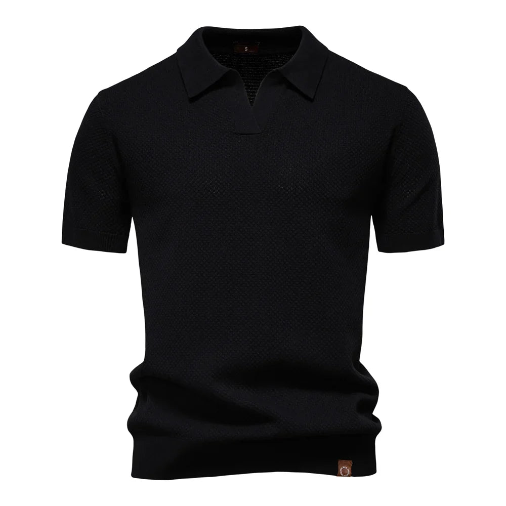 AIOPESON Men's Summer Breathable Polo Shirt Short Sleeve Solid Color Casual Polo Shirts for Men Lightweight Stretch Polo ﻿ - Maliame Store
