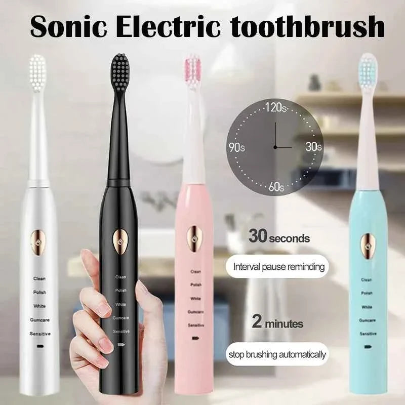 Electric Toothbrush USB Rechargeable 5-Gear Mode IPX7 Waterproof Ultrasonic Soft Hair Adult Classic - Maliame Store
