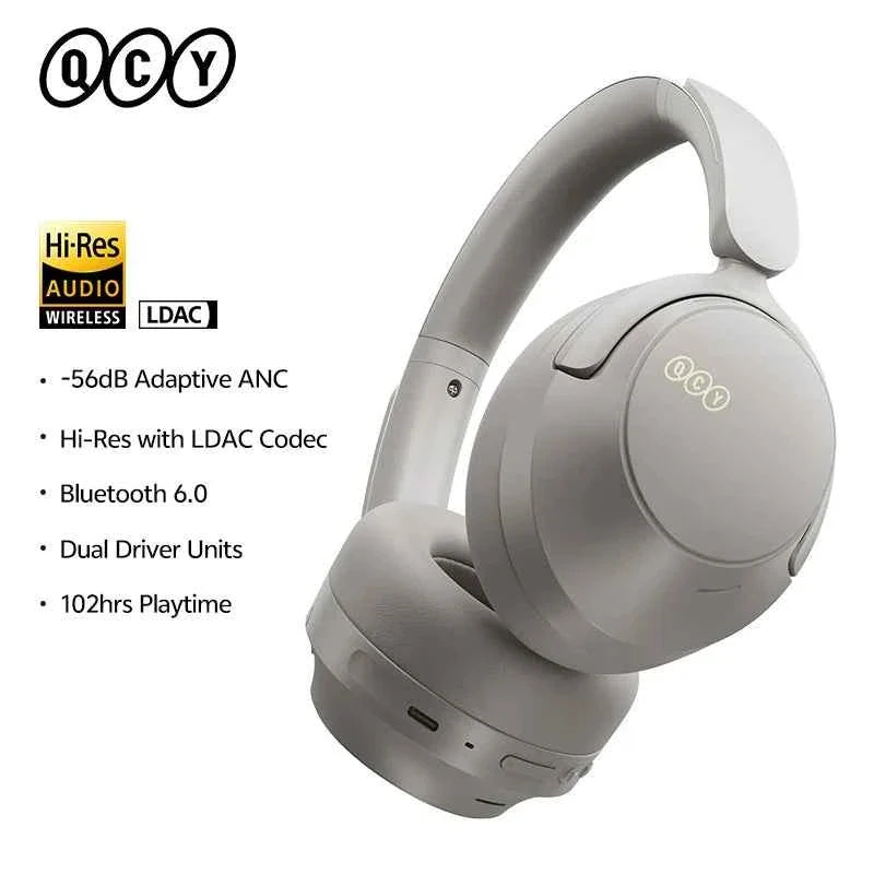 QCY H3S -56dB Adaptive ANC Over Ear Headphone Hi-Res LDAC Spatial Sound Wireless Earphone Bluetooth 6.0 Dual Driver 102H Headset - Maliame Store