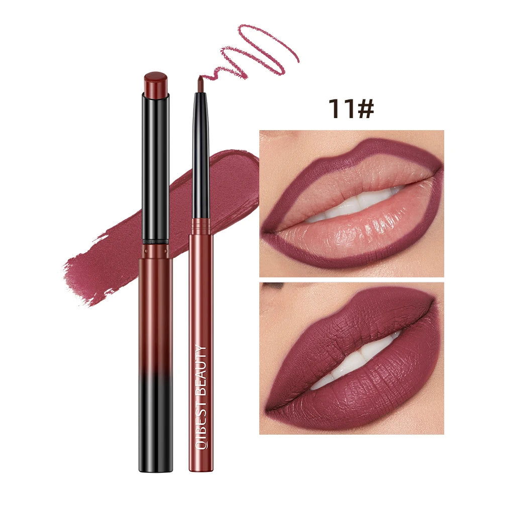 QIBEST Matte Nude Lipstick Pen Long Lasting Lipliner Lip Pencil Waterproof Lip Liner Contour Sexy Red Lip Makeup Set For Women - Maliame Store