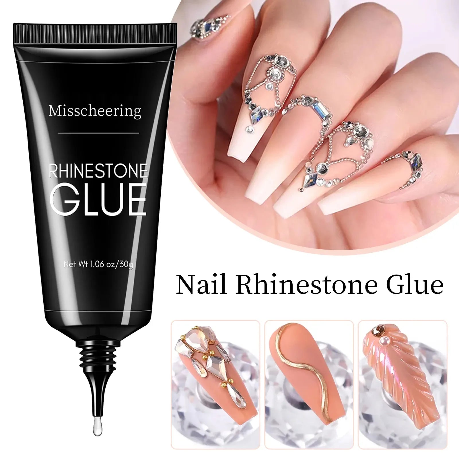 30g Nail Rhinestone Glue for Nails Super Strong Gel Nail Glue for Nail Charm 3D Nails Bling Gel Decoration Gem Nail Art Diamonds - Maliame Store