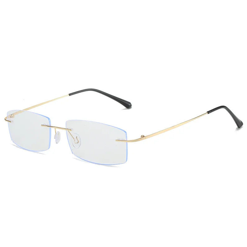 Square Titanium Alloy Rimless Photochromic Gray Reading Glasses Men Women Presbyopia Readers Color Changing Gray Sunglasses - Maliame Store