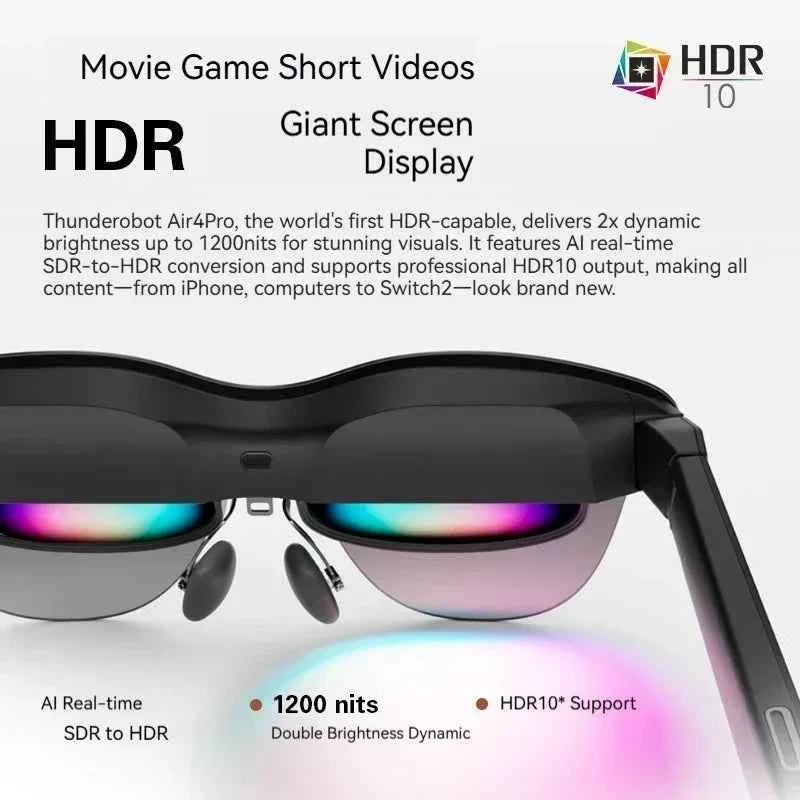 RayNeo Air 4 Pro smart AR glasses Supports HDR10 3840Hz 4 speakers 1200 nits Micro-OLED dual-layer screen AR glasses - Maliame Store