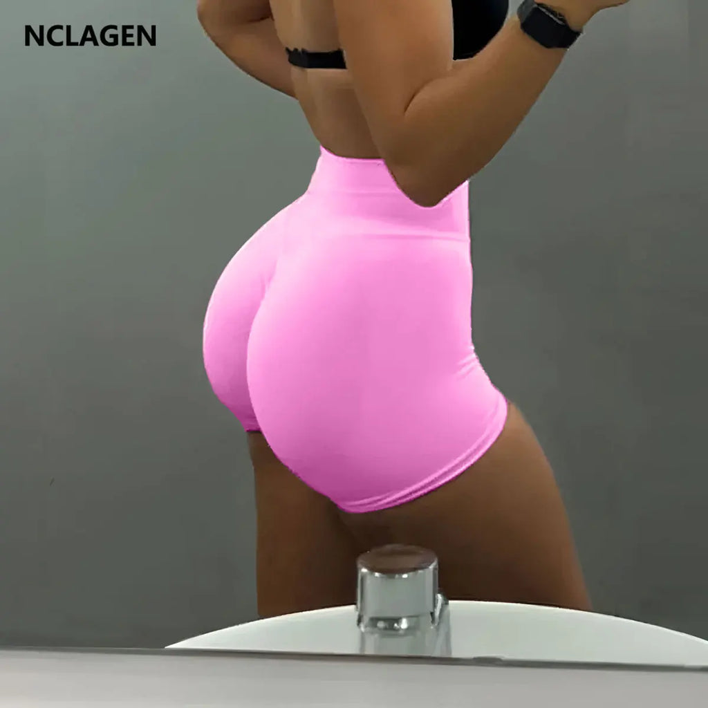 NCLAGEN Seamless Shorts 4.5" Gym Shorts Woman Scrunch Butt Fitness Sports Short Workout Seamless Leggings Running Yoga bottoms - Maliame Store