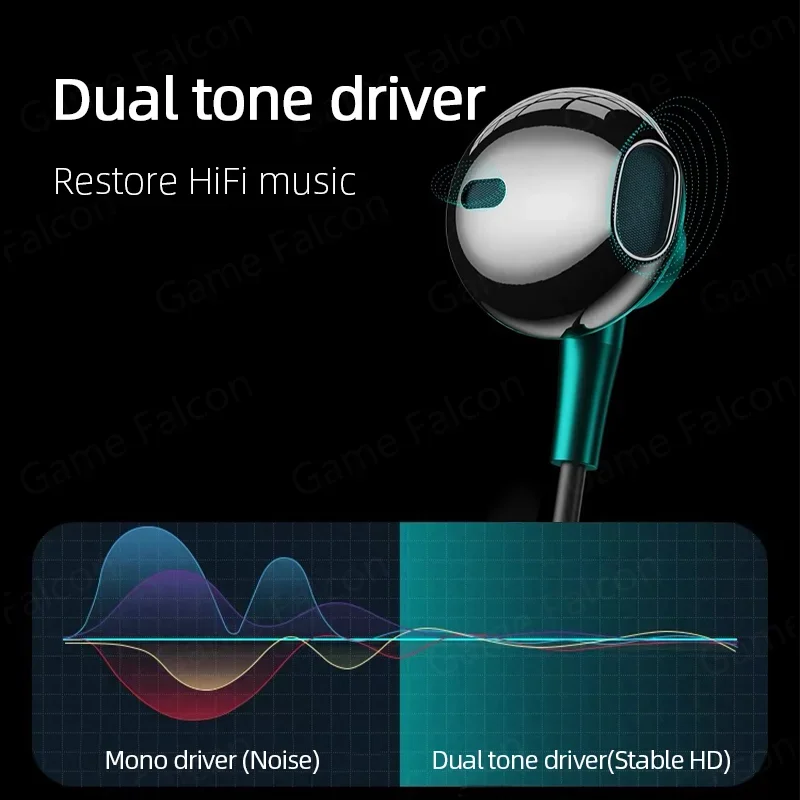 USB Type C Headphone HiFi Bass Stereo Volume Control Mic 3.5mm Wired Earbuds For Galaxy S24 S23 S22 S21 Ultra iPhone 15 Pro Max - Maliame Store