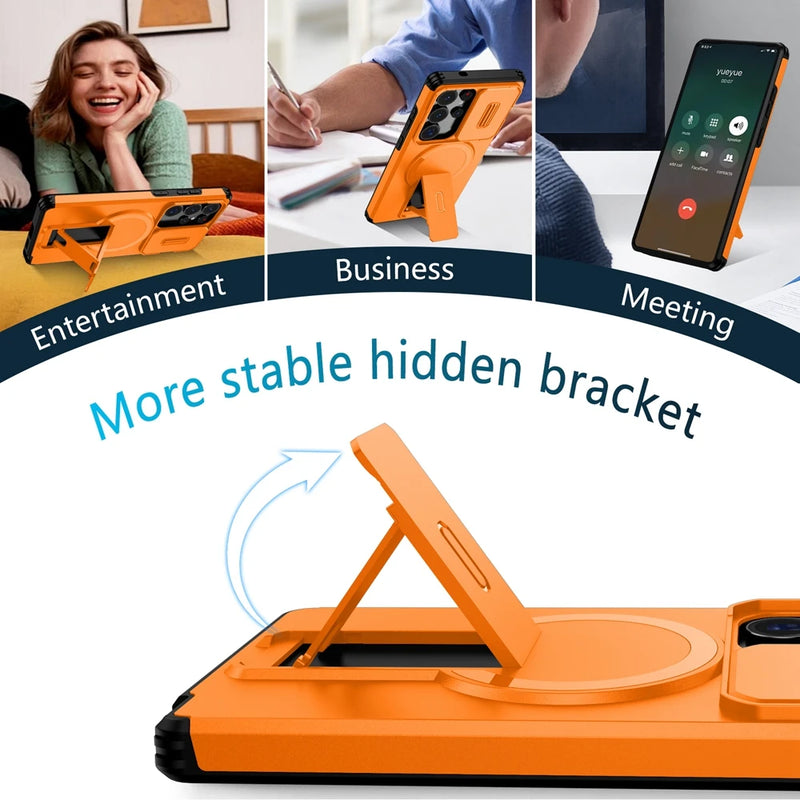 Funda magnética de carga inalámbrica a prueba de golpes con soporte para Samsung Galaxy S26 Ultra S26 Plus 5G