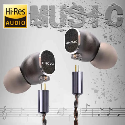Auriculares USB C de alta resolución UNCJC con DAC: auriculares IEM con cable, micrófono y cable de par trenzado de 2 pines.