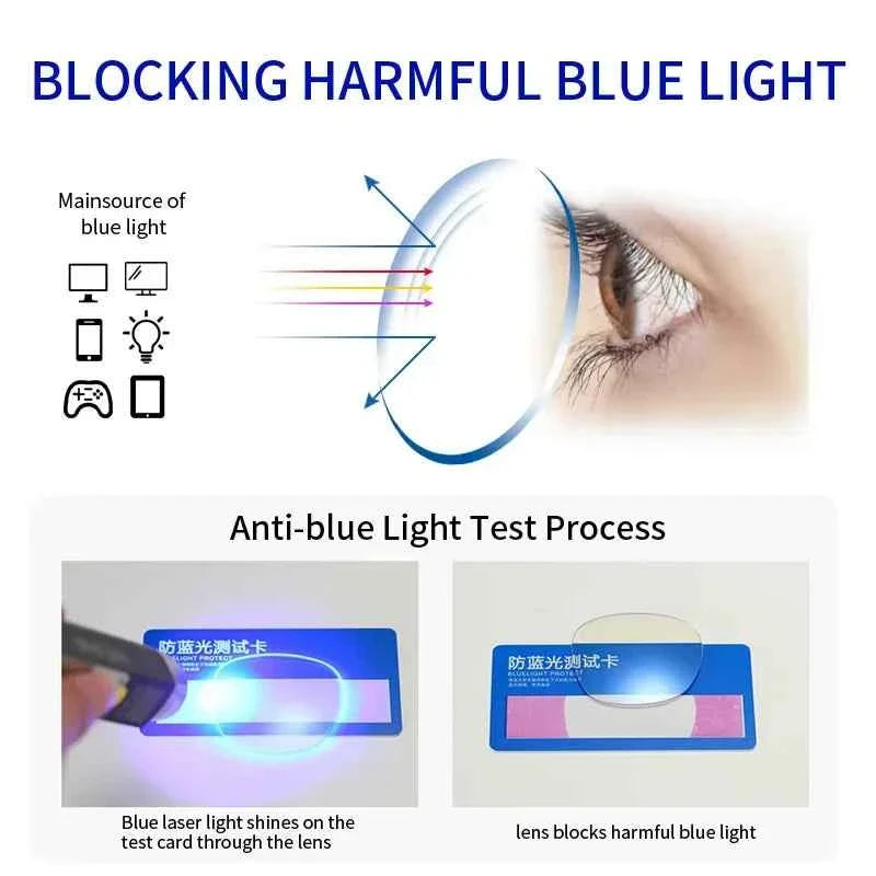 Progressive Multifocal Reading Glasses Blue Light Blocking Men,Large Oversized Metal Frame, Computer Readers Anti UV/Eyestrain - Maliame Store