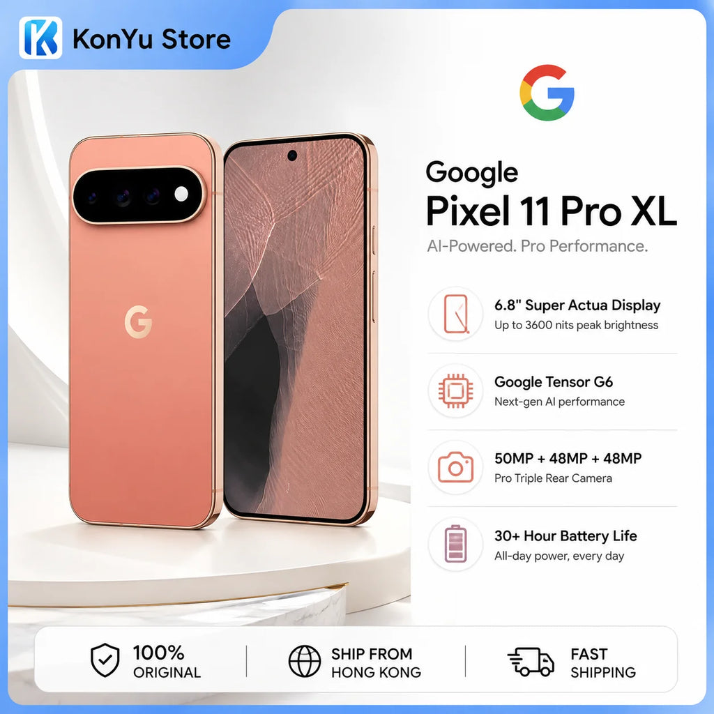 Google Pixel 11 Pro XL 5G – Tensor G6 | Écran Super Actua 6,8" | Jusqu’à 16 Go RAM | 256 Go/512 Go/1 To | Android 17