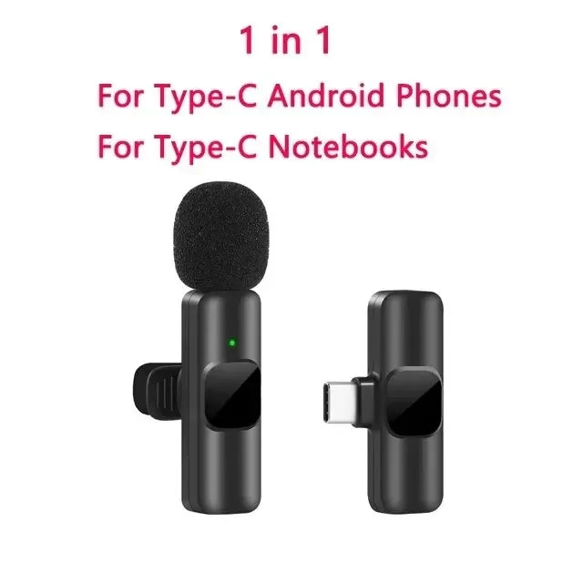 New Wireless Lavalier Microphone Portable Audio Video Recording Mini Mic for iPhone Android Live Broadcast Gaming Phone Mic - Maliame Store