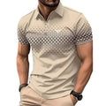 Men's Summer Polo Shirt - Casual Short Sleeve Zipper Lapel Top with Quick Drying Polyester Print - Maliame Store
