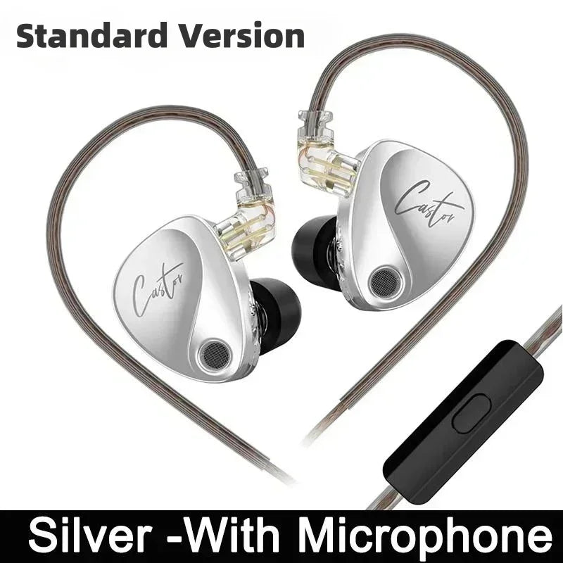 Écouteurs filaires KZ Castor avec basses améliorées, écouteurs HiFi, 2 haut-parleurs dynamiques haut de gamme à armature équilibrée, écouteurs intra-auriculaires avec accessoires