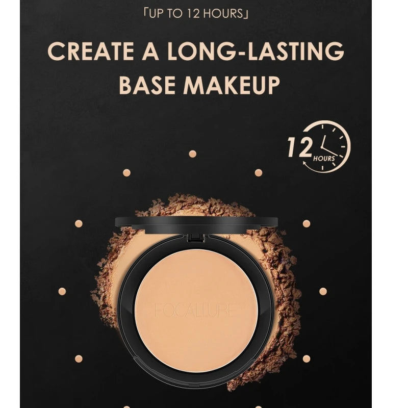 FOCALLURE 3 Colors Make Up Face Powder Brighten Oil-control Nude Makeup Pressed Powder Foundation Makeup Base Cosmetics - Maliame Store