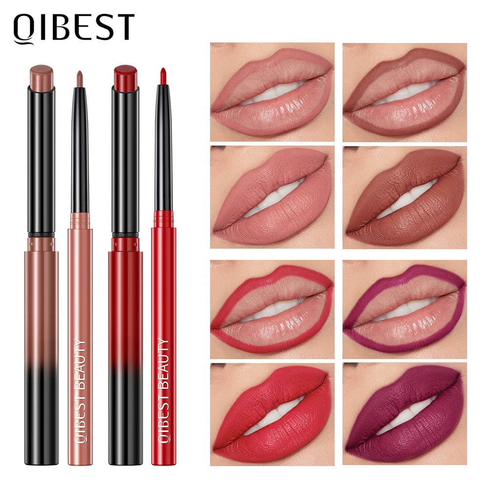 QIBEST Matte Nude Lipstick Pen Long Lasting Lipliner Lip Pencil Waterproof Lip Liner Contour Sexy Red Lip Makeup Set For Women - Maliame Store