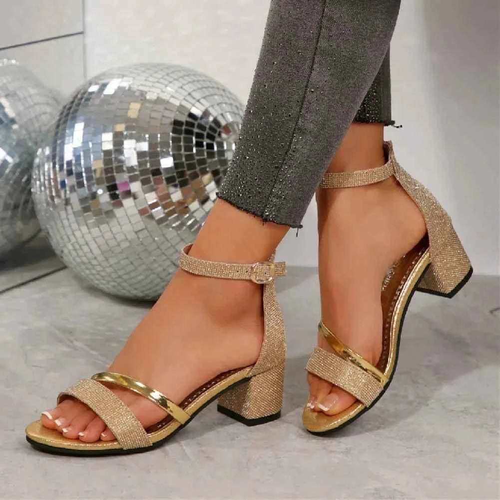 Women Sandals 2025 Summer New Fashion Sexy Medium High Heel Outdoor Sandals Elegant Casual Comfortable Wedding Shoes for Women