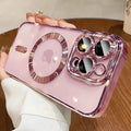 Luxury For Magsafe Magnetic For iPhone 17 16 15 14 13 12 11 Pro Max Plus 17 Air Transparent Pink Soft Lens Protection Case Cove