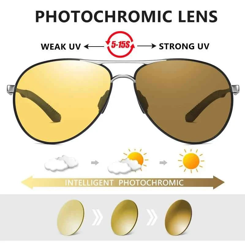 LIOUMO Pilot Photochromic Polarized Sunglasses - Day & Night Vision - Maliame Store