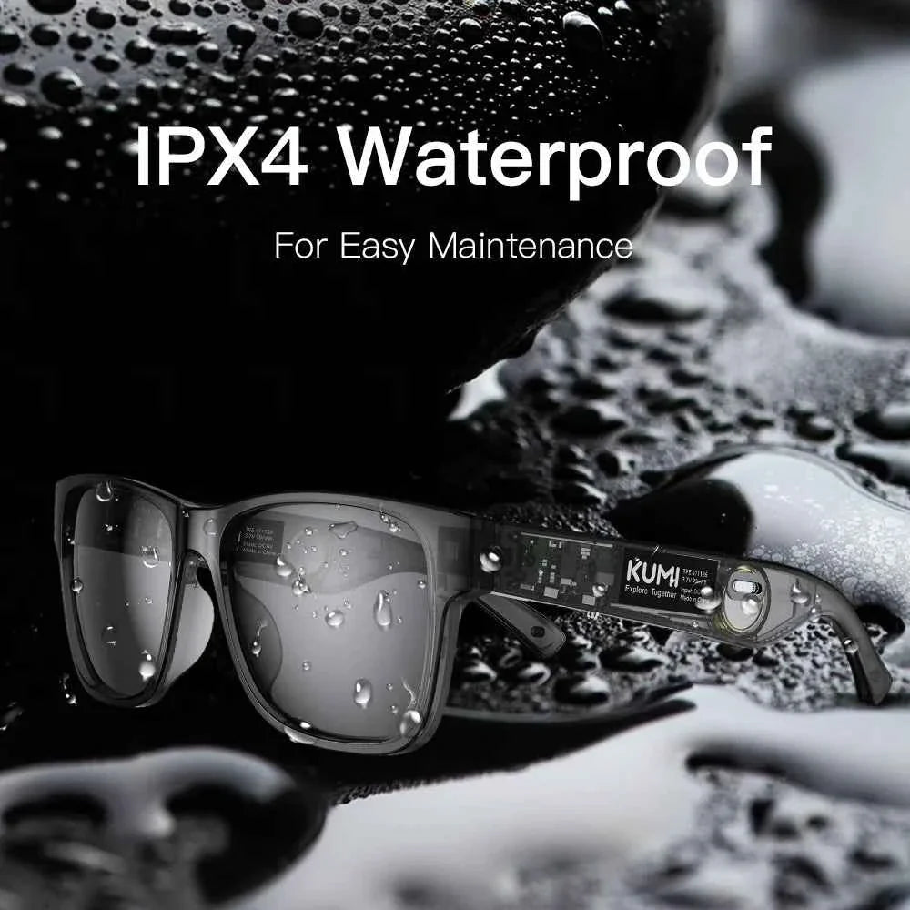 KUMI Meta V1 Smart Glasses with Audio - Polarized Sunglasses, Bluetooth, IPX4 Waterproof, Open Ear Headphones, AI Voice Assistant - Maliame Store