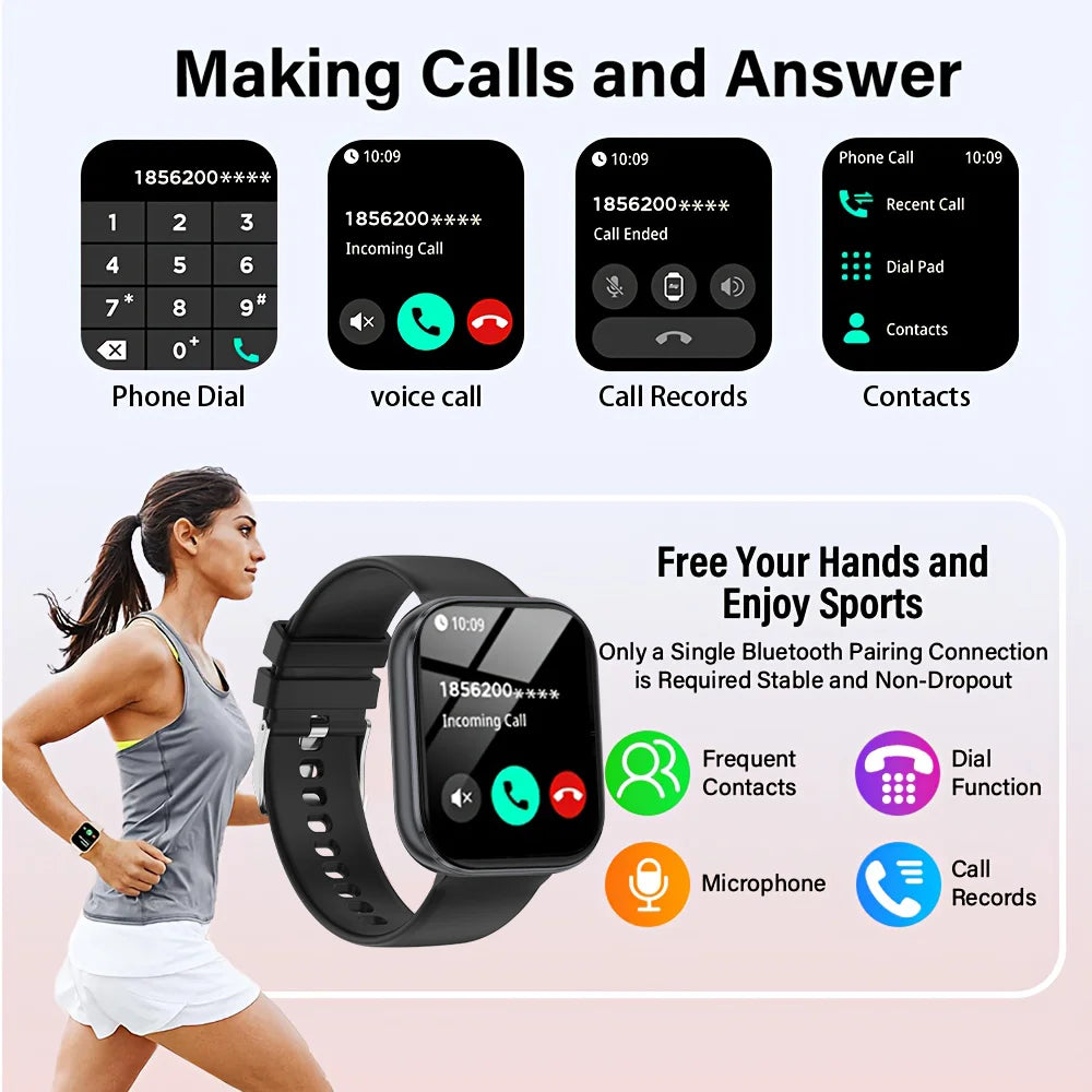 Nouvelle Montre Intelligente Femme Batterie 1000mAh Surveillance Fréquence Cardiaque Sommeil Appel Bluetooth IP68 Étanche Smartwatch Homme Pour Android IOS