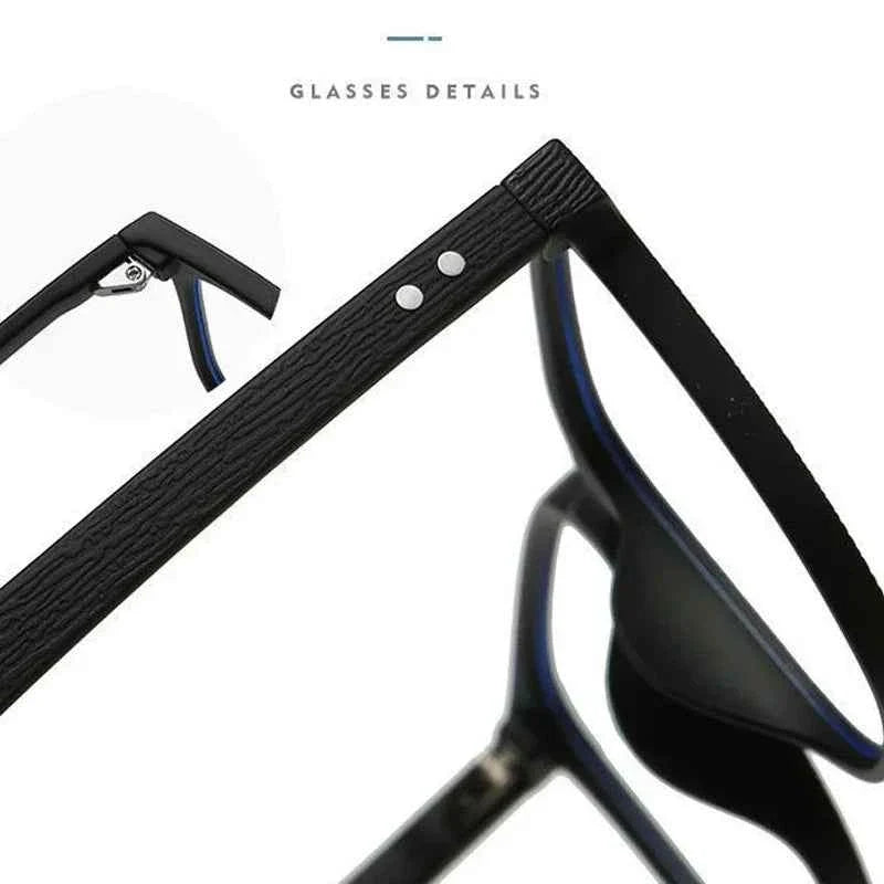 Photochromic Prescription Glasses Retro Wood Grain Frame Blue Light Blocking Glasses for Men and Women,Reading & Computer Use - Maliame Store