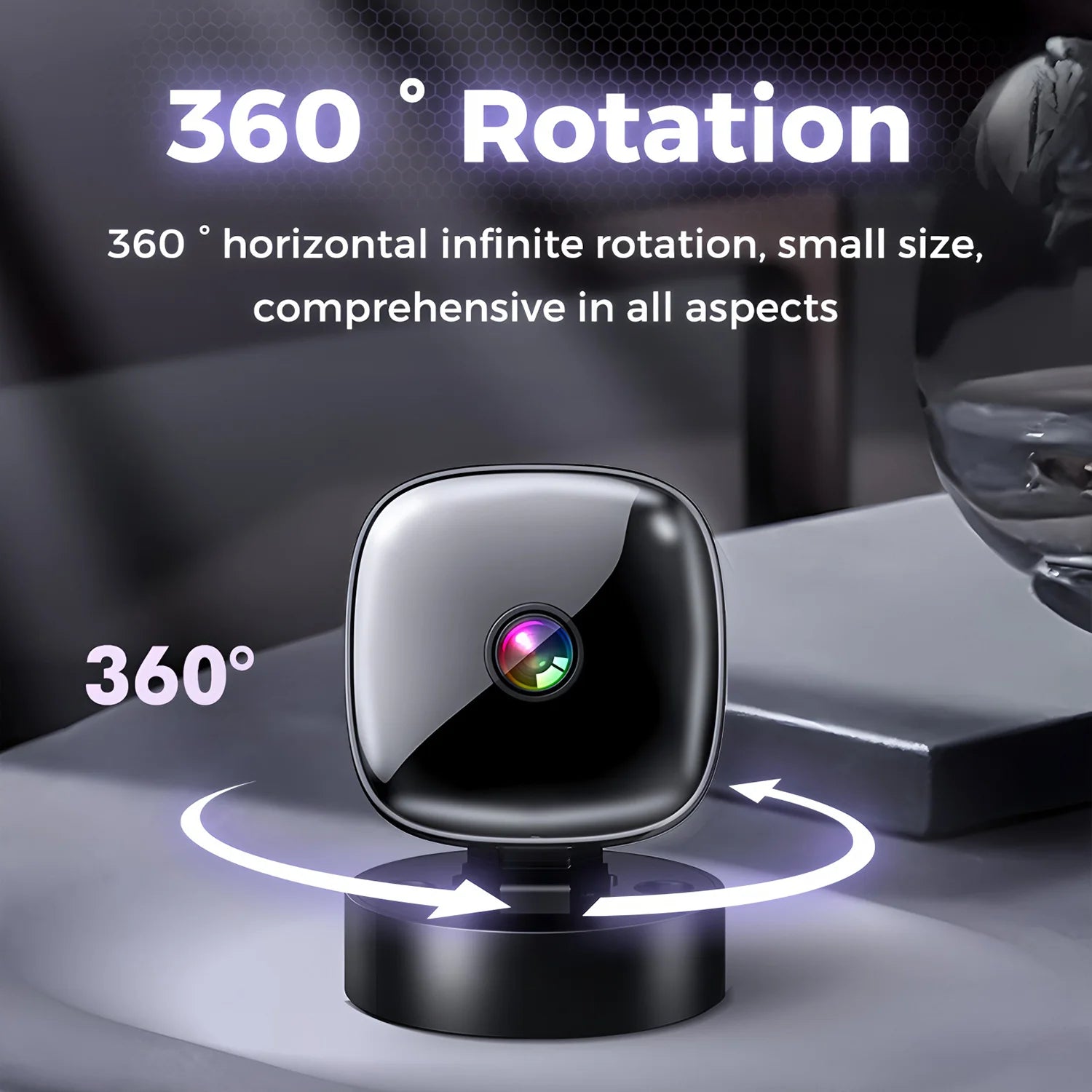 Mini caméra IP Wifi 2,4G 1080 HD Micro caméscope Rotatif 355° Caméra de surveillance vidéo de sécurité Maison Intelligente