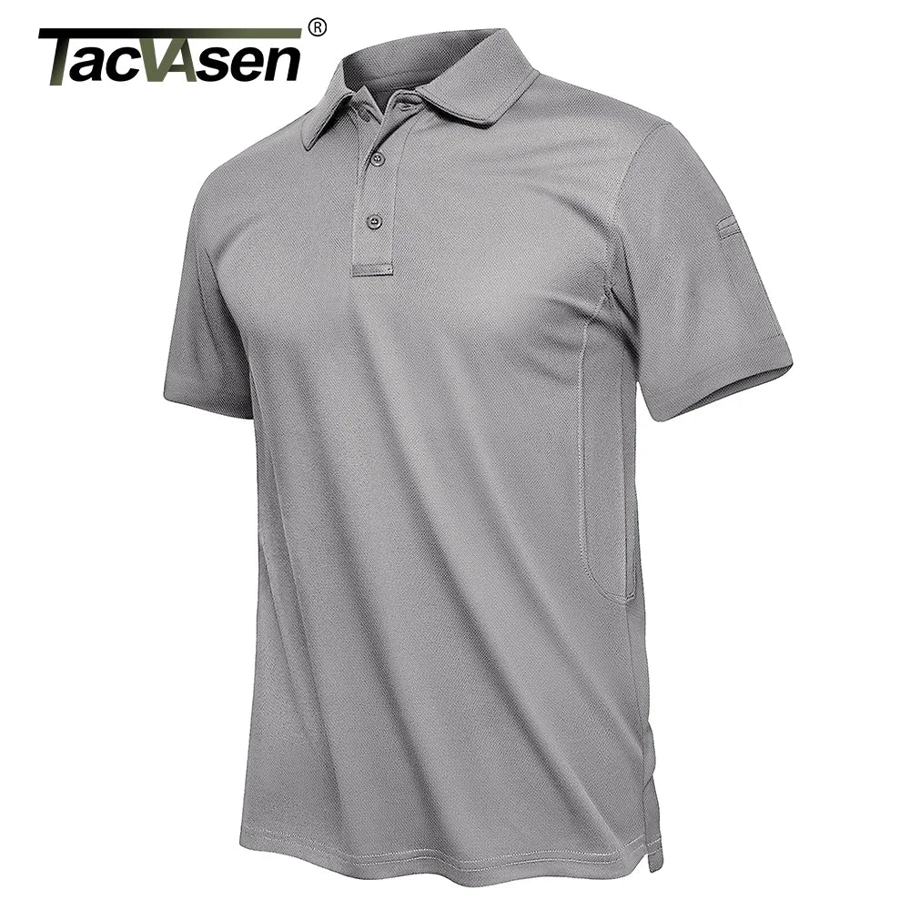 TACVASEN Summer Polo Tee Shirts Men's Short Sleeve Quick Dry T-shirt Breathable Work Shirt Fishing Hiking Golf Polos Top Man - Maliame Store