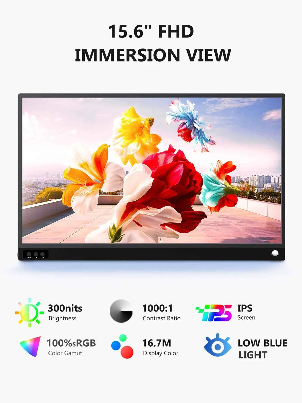 Amoudo 15.6 Inch Portable Monitor 1920x1080P Extend Display IPS LCD Panel Penhole Stand VESA USBC Mini HDMI Mobile Display - Maliame Store