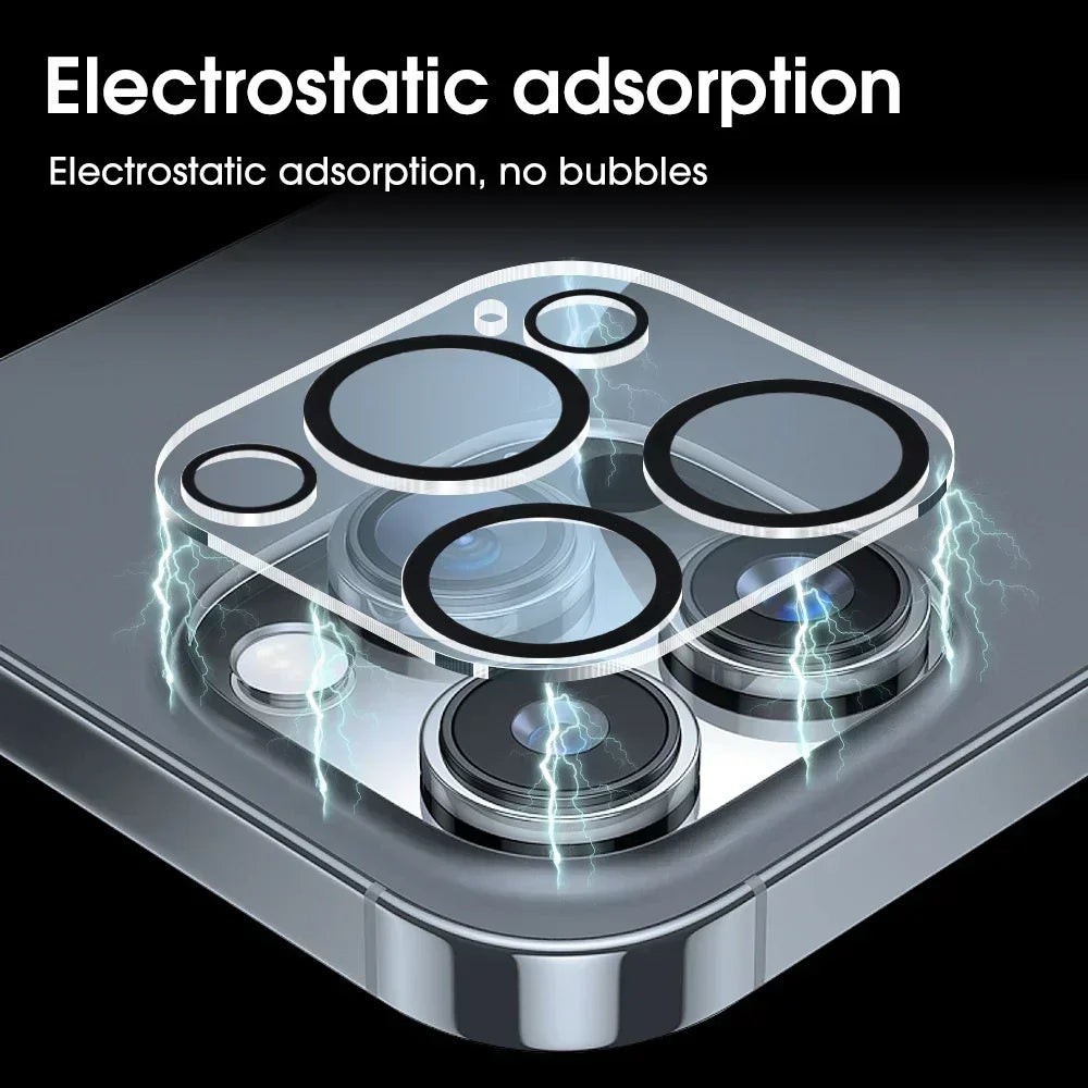 1-5Pcs Tempered Glass for iPhone 17 16 15 14 13 Pro Max Plus Mini Camera Lens Protector Black Circle Protective Lens Film Cover - Maliame Store