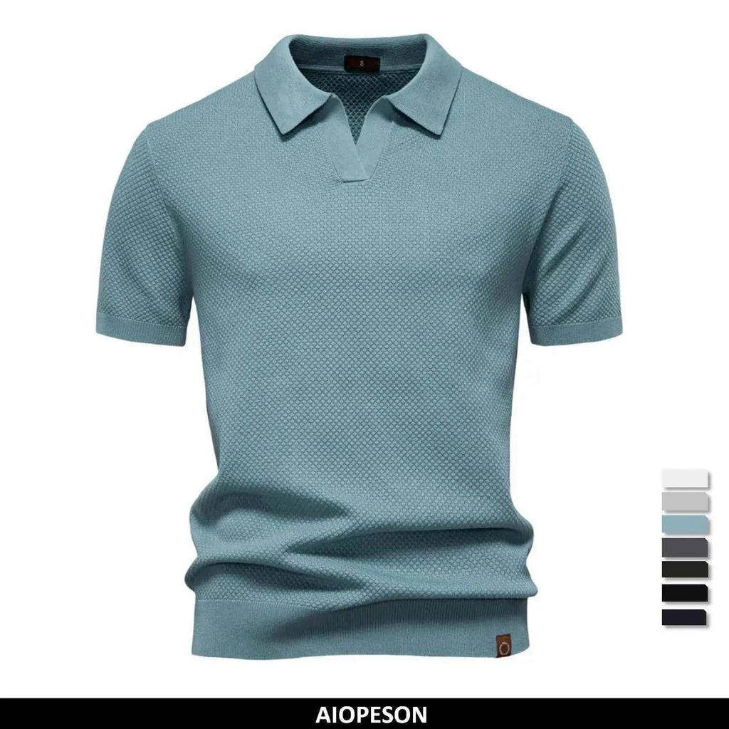 AIOPESON Men's Summer Breathable Polo Shirt Short Sleeve Solid Color Casual Polo Shirts for Men Lightweight Stretch Polo ﻿ - Maliame Store