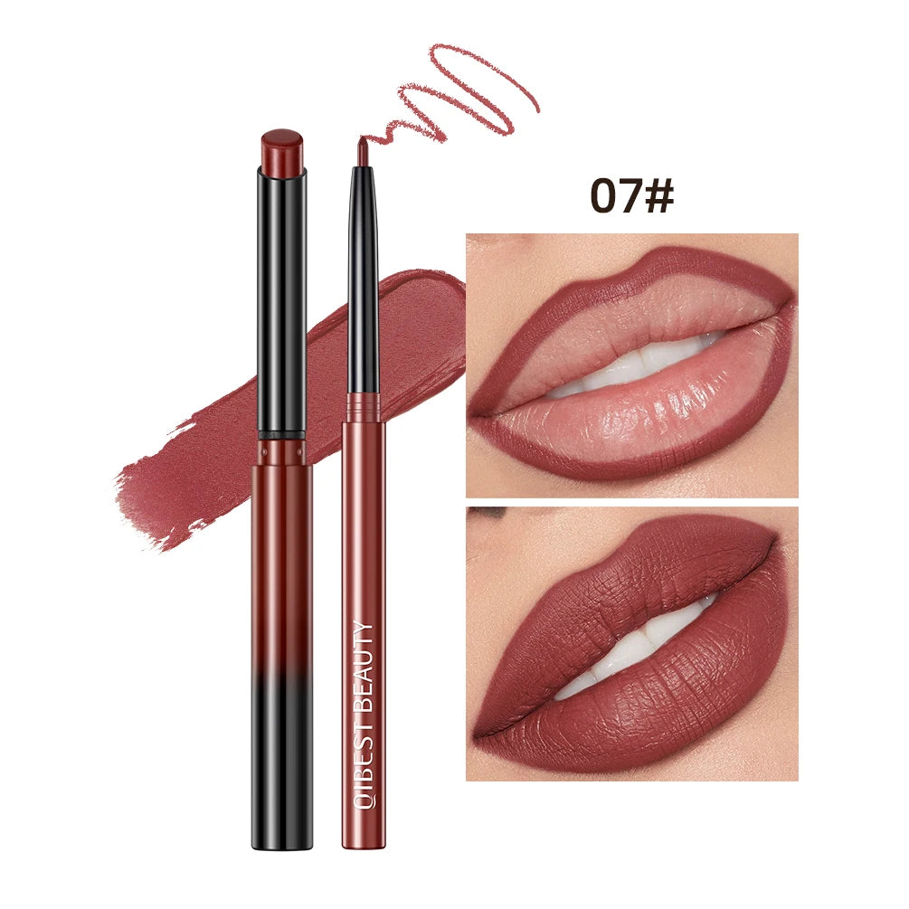 QIBEST Matte Nude Lipstick Pen Long Lasting Lipliner Lip Pencil Waterproof Lip Liner Contour Sexy Red Lip Makeup Set For Women - Maliame Store