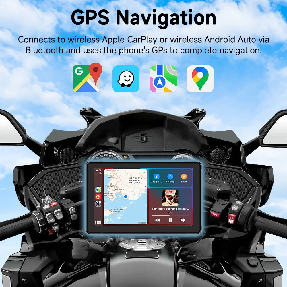 JIUYIN 7-Inch Motorcycle CarPlay & Android Auto Screen