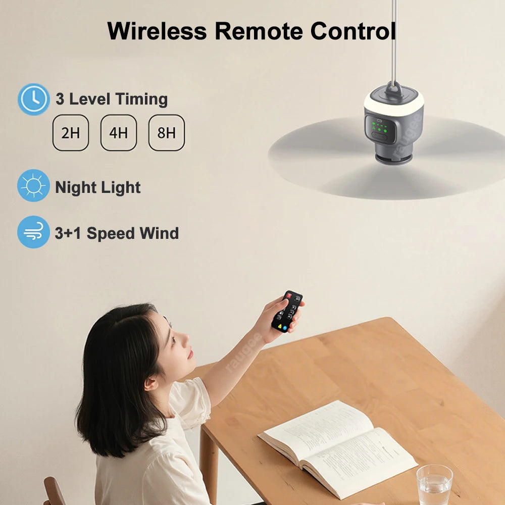 Ventilateur Plafond Camping Rechargeable 12000mAh – Télécommande & LED