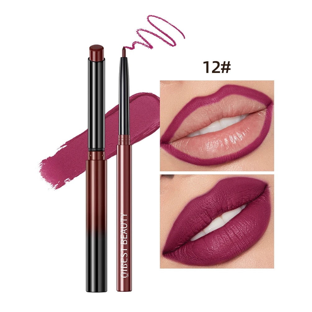 QIBEST Matte Nude Lipstick Pen Long Lasting Lipliner Lip Pencil Waterproof Lip Liner Contour Sexy Red Lip Makeup Set For Women - Maliame Store